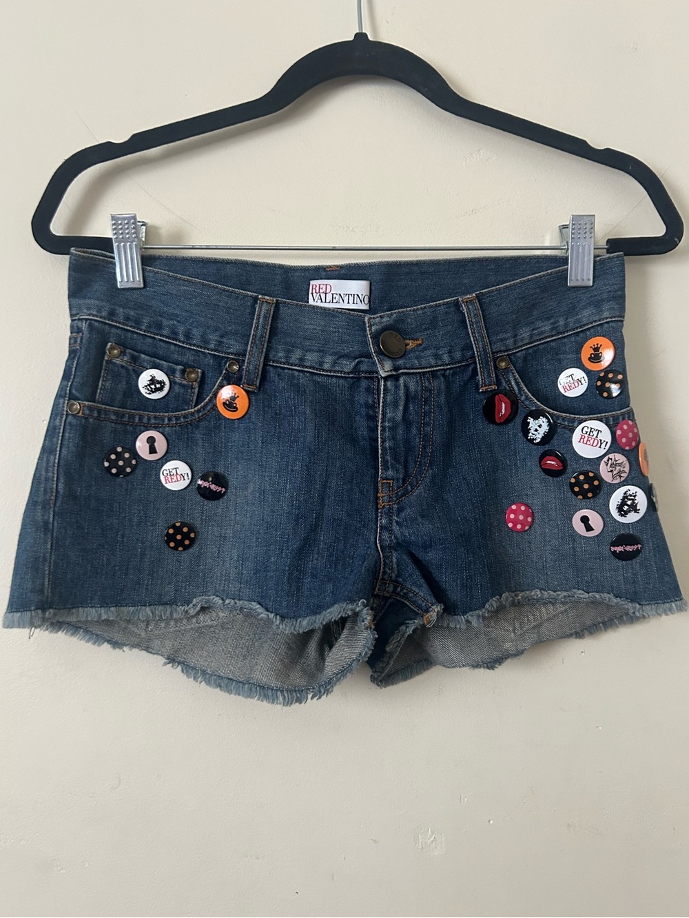 RED Valentino Light Blue Denim with Button-Pin Accents Size 26